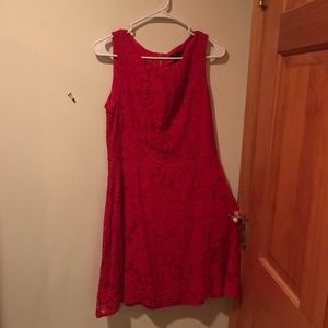 Apt. 9 Red Lace Fit & Flare Scoop-Neck Dress | Size: 12